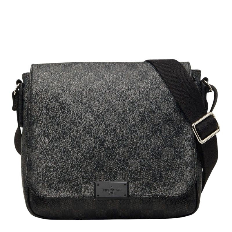 Louis Vuitton Damier Graphite District PM Crossbody Shoulder Bag Black Leather