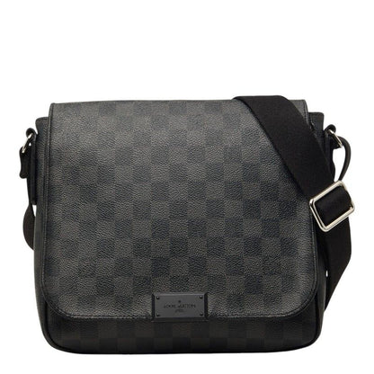 Louis Vuitton Damier Graphite District PM Crossbody Shoulder Bag Black Leather