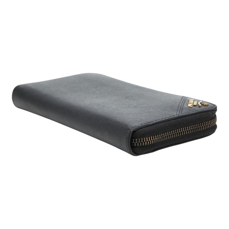 Prada Zip Around Wallet Black Saffiano Leather — view 7
