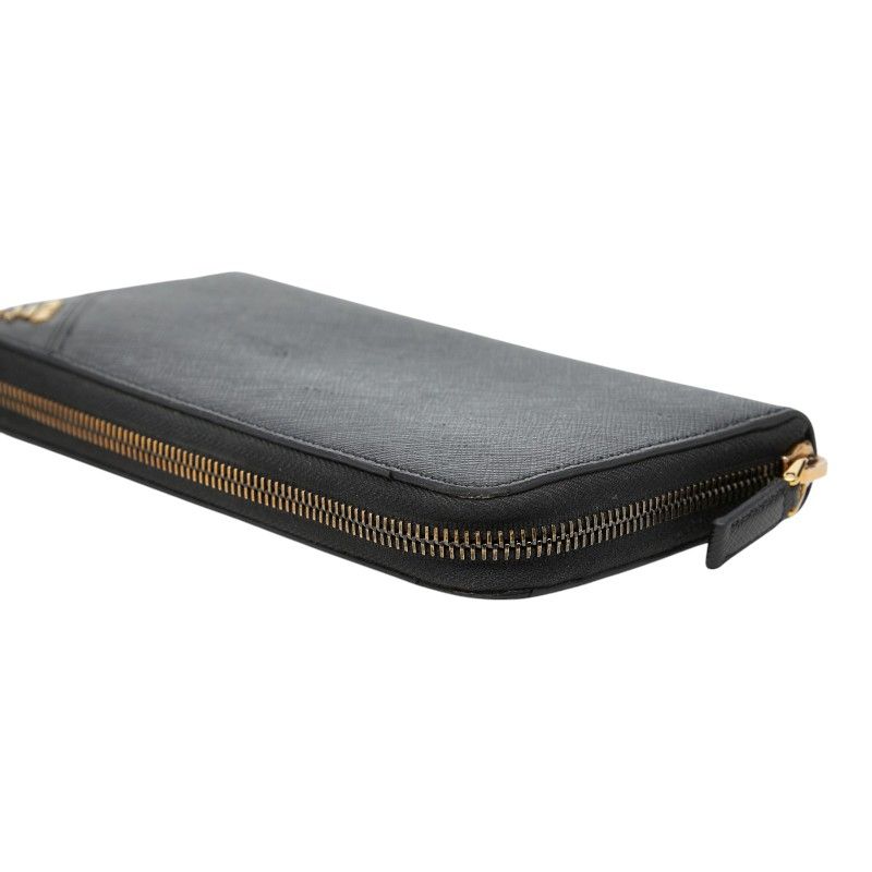 Prada Zip Around Wallet Black Saffiano Leather — view 5