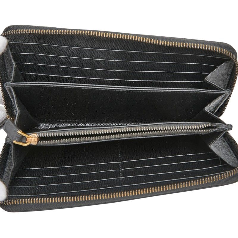 Prada Zip Around Wallet Black Saffiano Leather — view 8