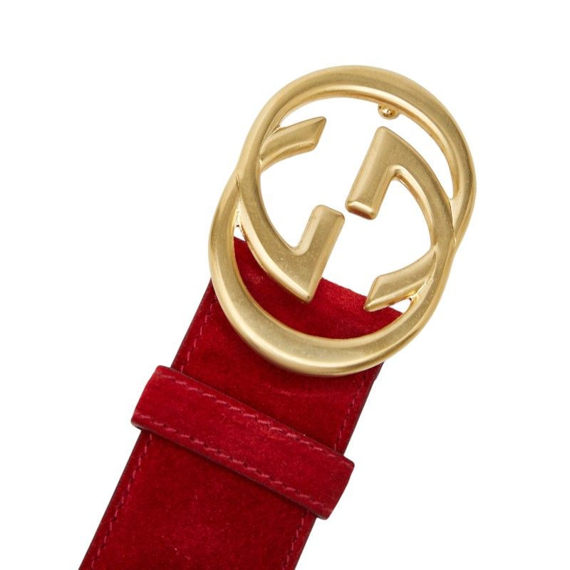 Gucci Interlocking 01 13 Red Suede Leather 1- Belt — view 4
