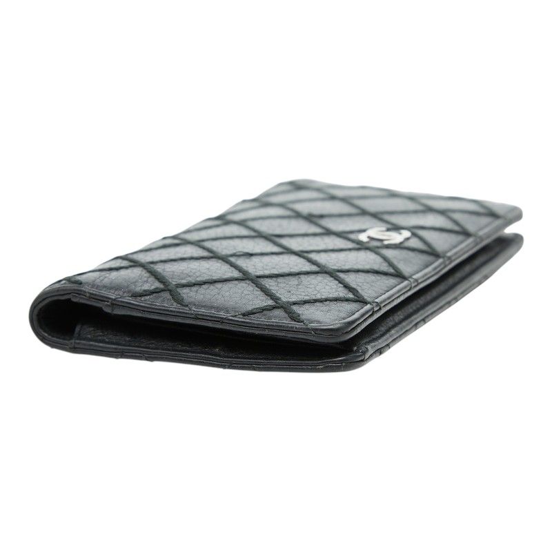 Chanel CC Logo Wild Stitch Wallet Black Leather — view 5