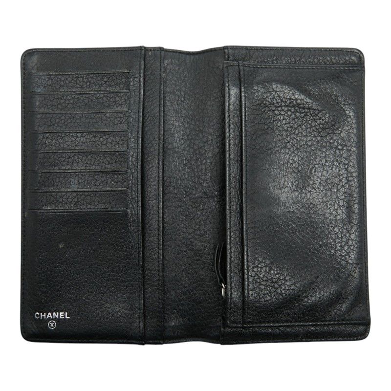 Chanel CC Logo Wild Stitch Wallet Black Leather — view 9