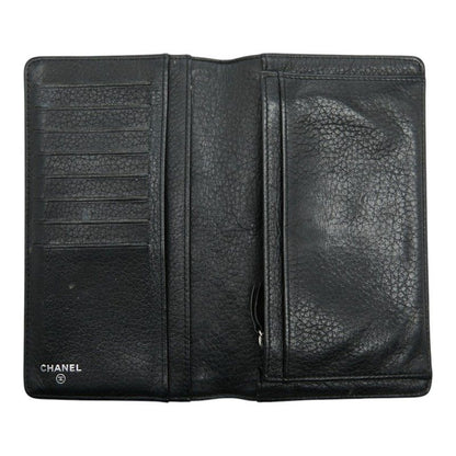 Chanel CC Logo Wild Stitch Wallet Black Leather — view 9
