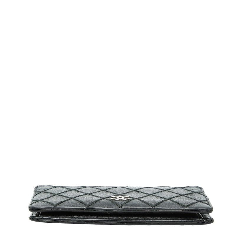 Chanel CC Logo Wild Stitch Wallet Black Leather — view 3