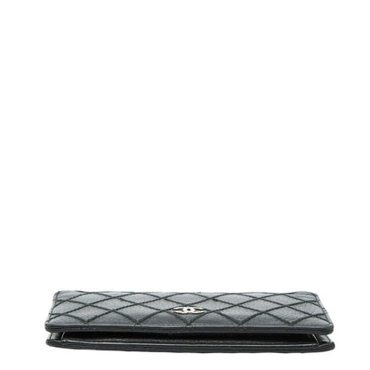 Chanel CC Logo Wild Stitch Wallet Black Leather — view 3