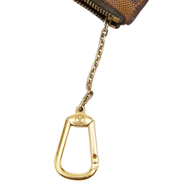 Louis Vuitton Damier Pochette Cles Coin Case Key Purse Brown Leather 1- — view 5