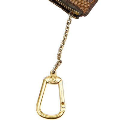 Louis Vuitton Damier Pochette Cles Coin Case Key Purse Brown Leather 1- — view 5