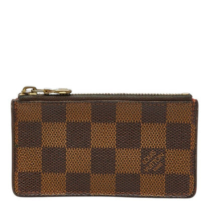 Louis Vuitton Damier Pochette Cles Coin Case Key Purse Brown Leather 1-