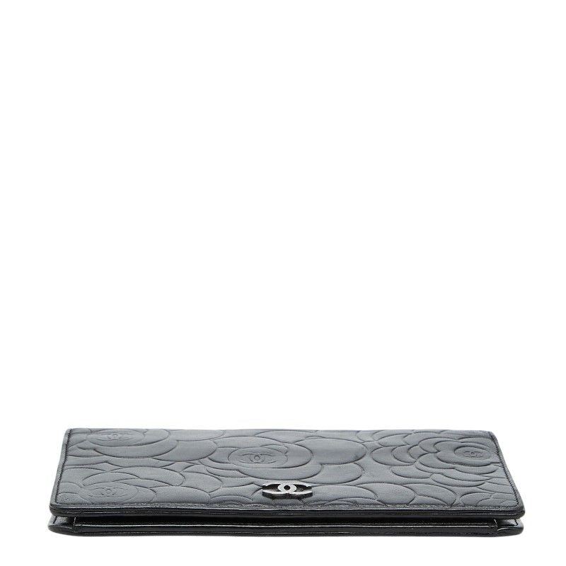 Chanel CC Logo Camellia Wallet Black Lambskin — view 3
