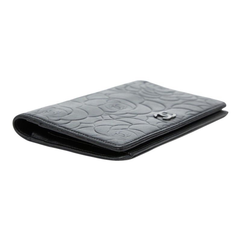 Chanel CC Logo Camellia Wallet Black Lambskin — view 5