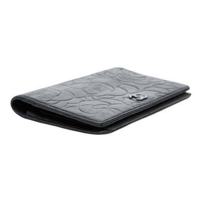Chanel CC Logo Camellia Wallet Black Lambskin — view 5