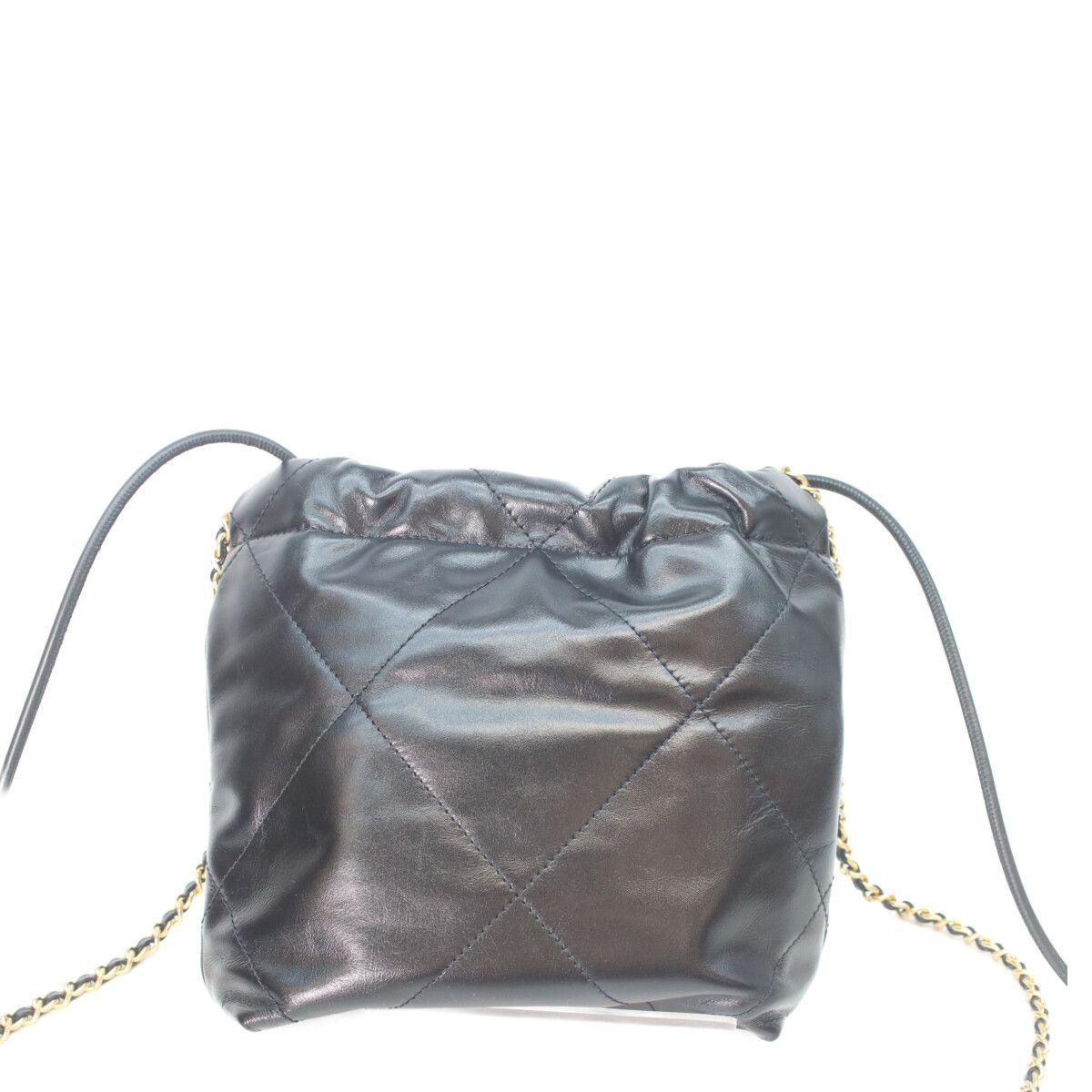 Chanel Black Shiny Calf 22 Mini Pearl Chain Shoulder Bag — view 3