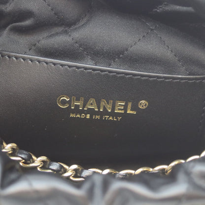 Chanel Black Shiny Calf 22 Mini Pearl Chain Shoulder Bag — view 6