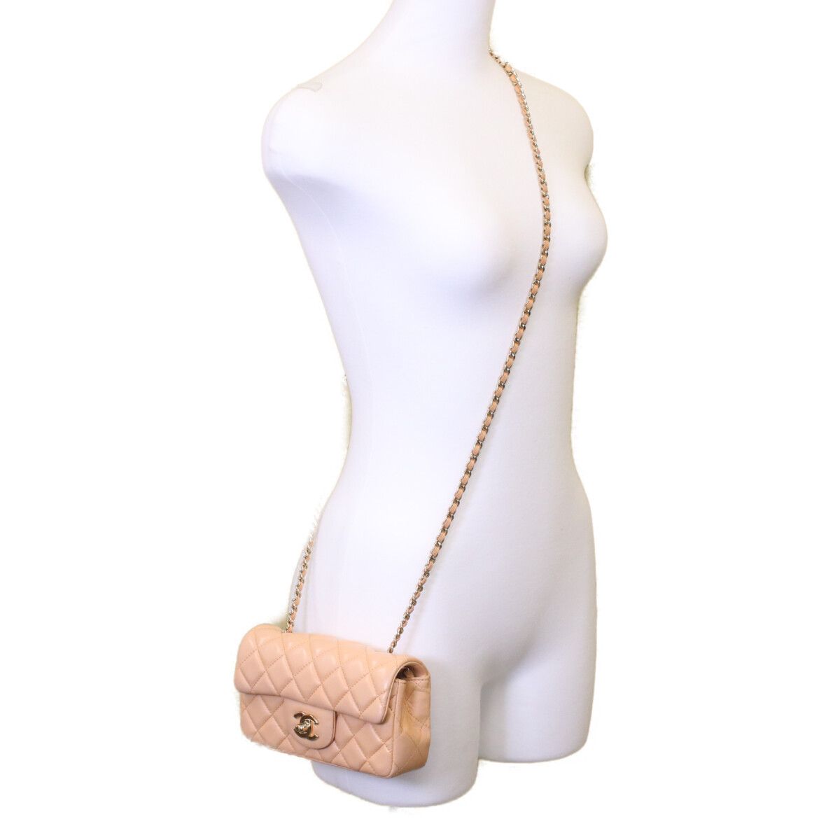 Chanel Apricot Beige Mini Quilted 17 Shoulder Bag — view 9