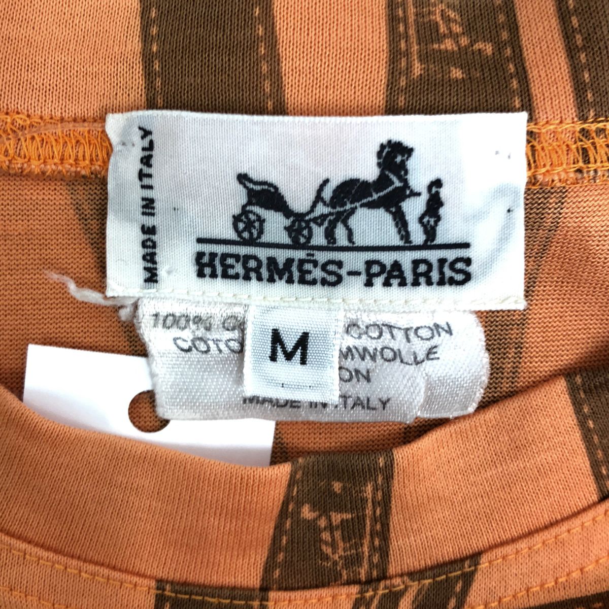 Hermes Bolduc All Over Pattern Ribbon Logo T-Shirt M Orange — view 5