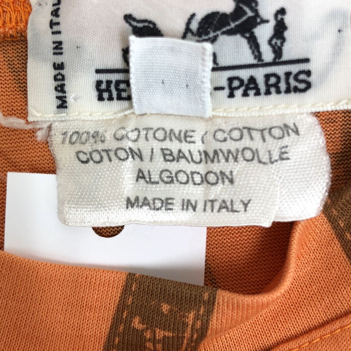 Hermes Bolduc All Over Pattern Ribbon Logo T-Shirt M Orange — view 6