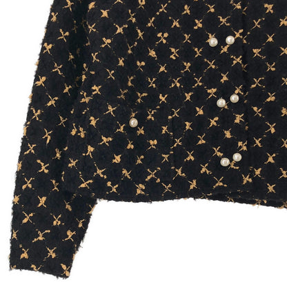 Chanel Tweed Suit Pearl Button Collarless Jacket Skirt Brown — view 4