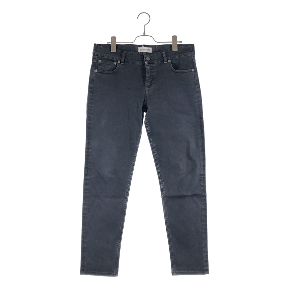 Balenciaga Logo Button Black Denim Pants 40 Charcoal Gray