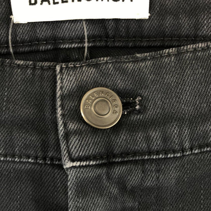 Balenciaga Logo Button Black Denim Pants 40 Charcoal Gray — view 6