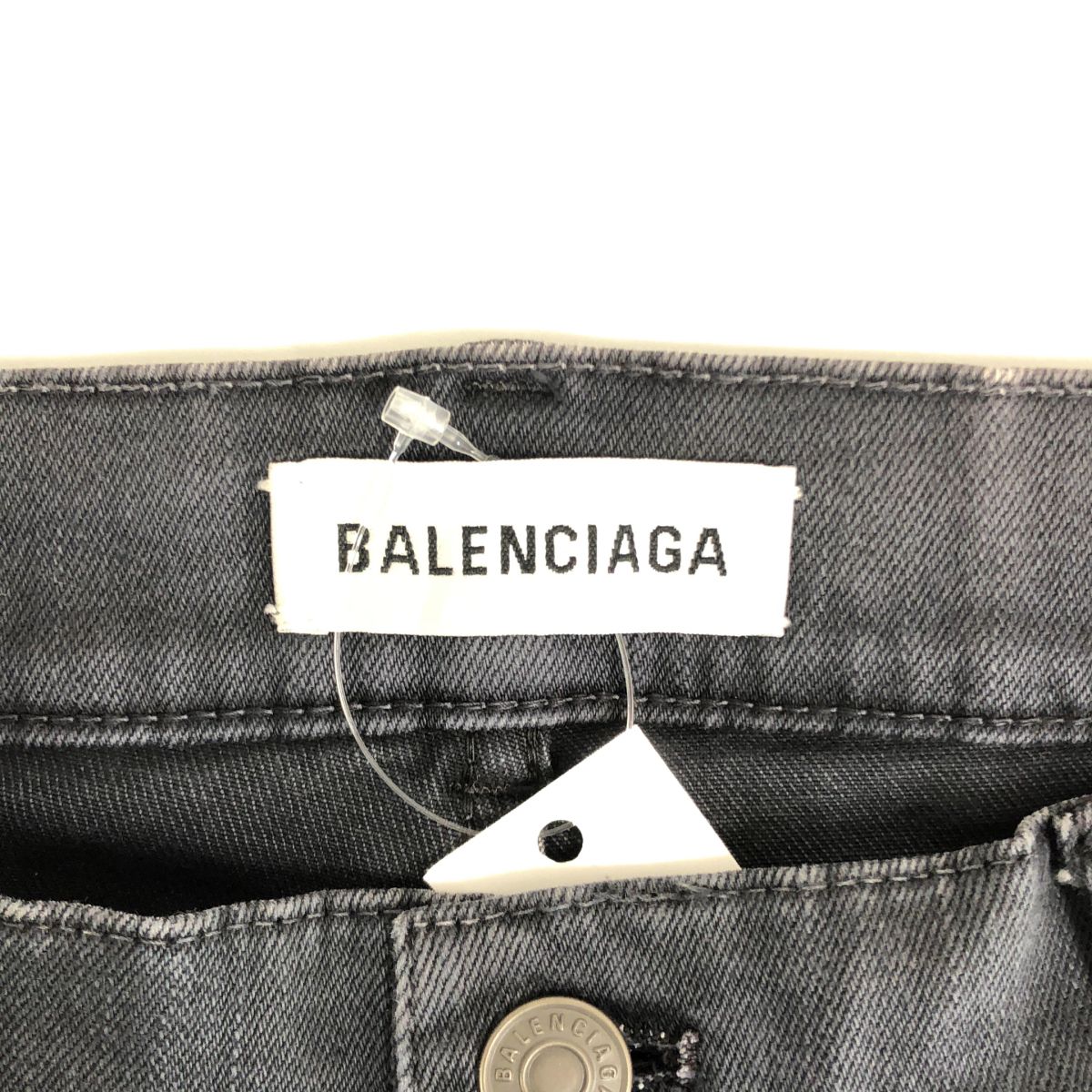 Balenciaga Logo Button Black Denim Pants 40 Charcoal Gray — view 7