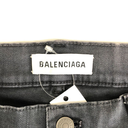 Balenciaga Logo Button Black Denim Pants 40 Charcoal Gray — view 7