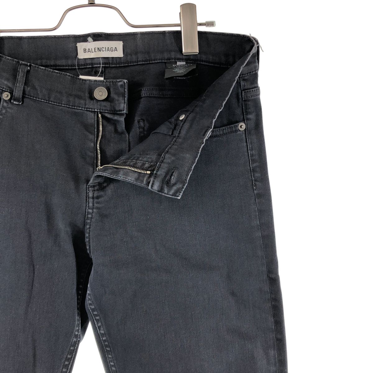 Balenciaga Logo Button Black Denim Pants 40 Charcoal Gray — view 4