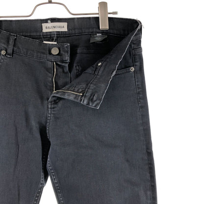 Balenciaga Logo Button Black Denim Pants 40 Charcoal Gray — view 4