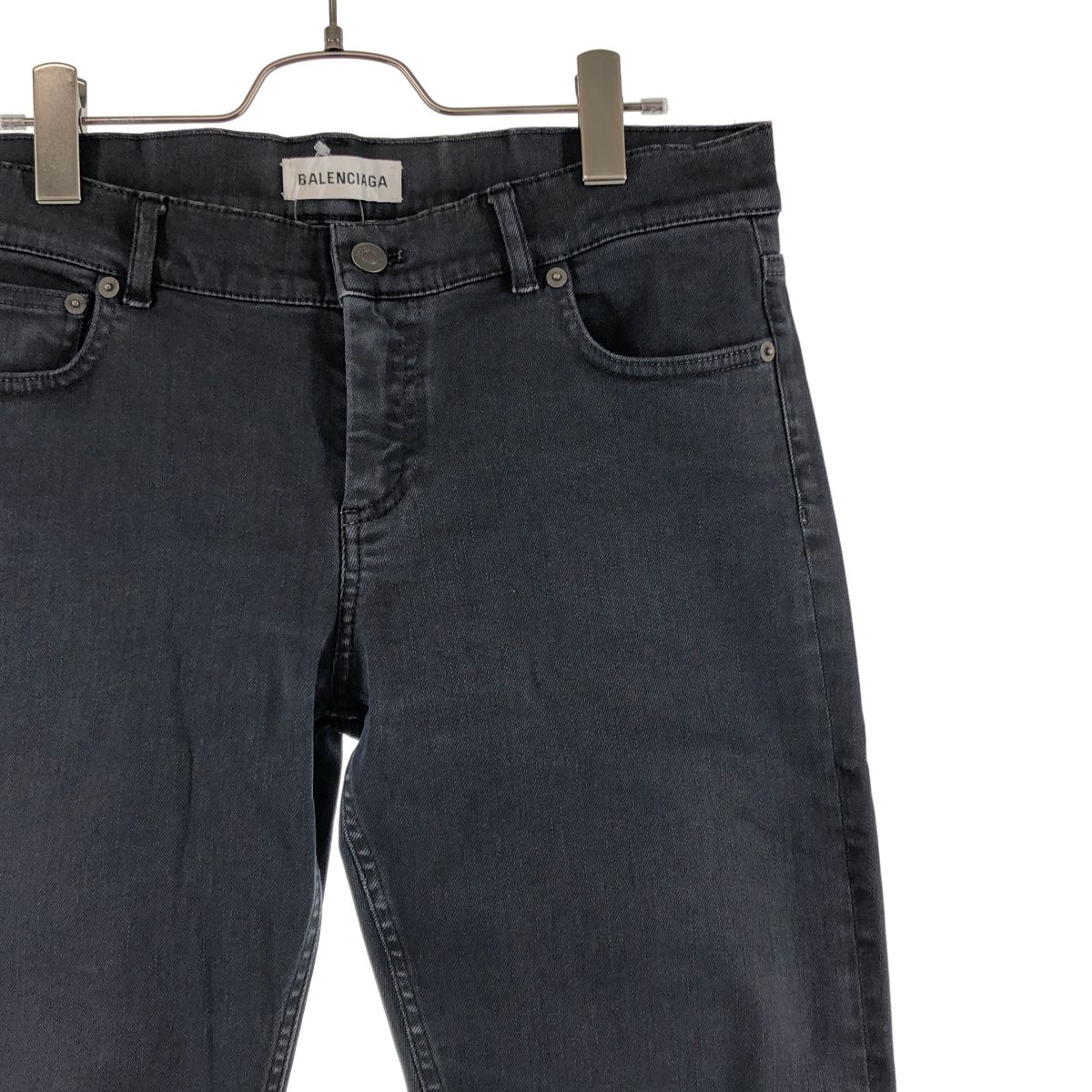 Balenciaga Logo Button Black Denim Pants 40 Charcoal Gray — view 2