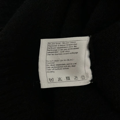 Chanel Cashmere Blend Pearl Button Crew Neck Knit 44 Black Sweater — view 7