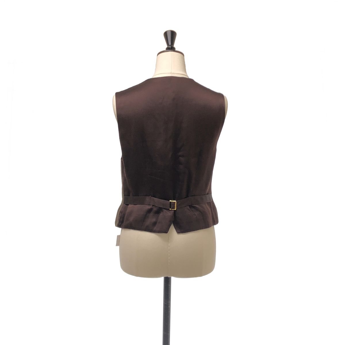 Chanel Tweed CC Logo Gold Button Gilet Vest Fully Lined Brown — view 5