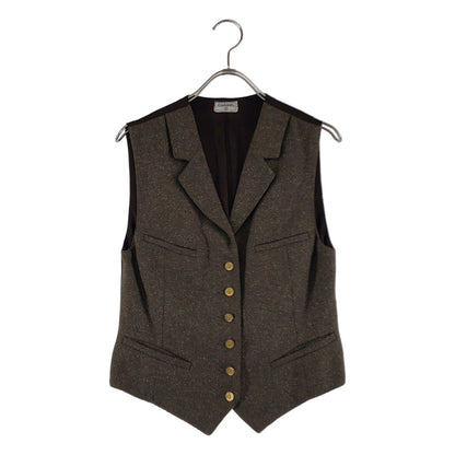 Chanel Tweed CC Logo Gold Button Gilet Vest Fully Lined Brown — view 6