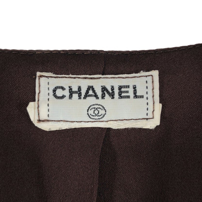 Chanel Tweed CC Logo Gold Button Gilet Vest Fully Lined Brown — view 7