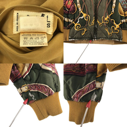 Hermes Vintage Silk All Over Pattern Reversible Jacket 48 Khaki Camel — view 7
