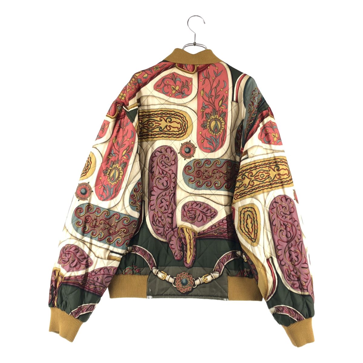 Hermes Vintage Silk All Over Pattern Reversible Jacket 48 Khaki Camel — view 4
