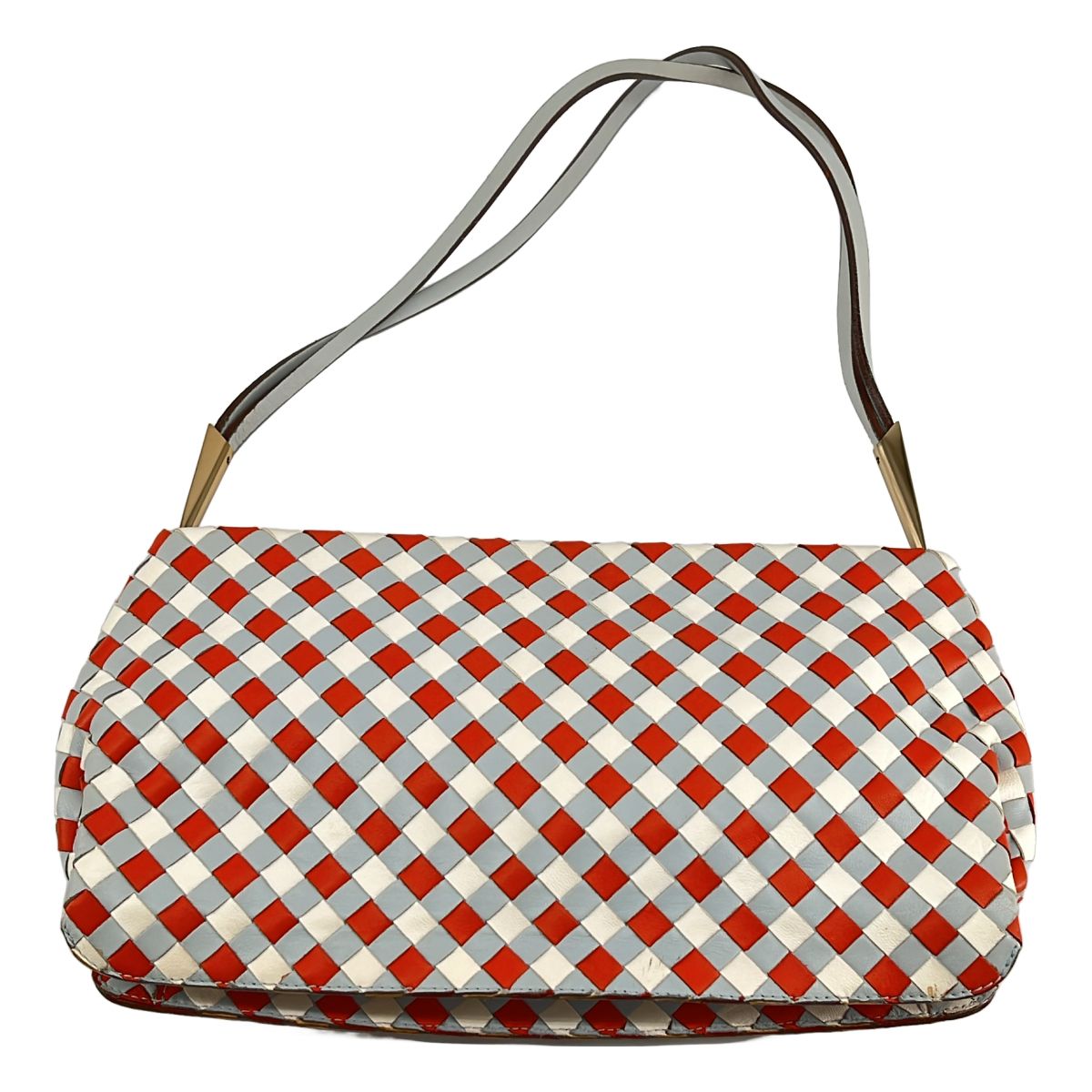 Bottega Veneta Intrecciato Shoulder Bag Sky Blue Orange