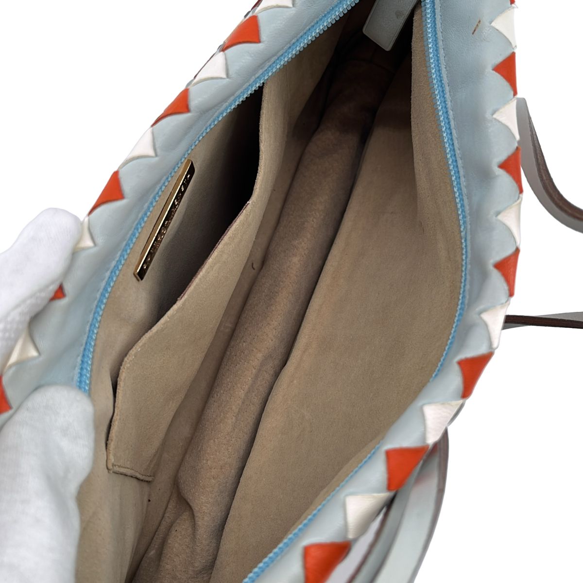 Bottega Veneta Intrecciato Shoulder Bag Sky Blue Orange — view 6