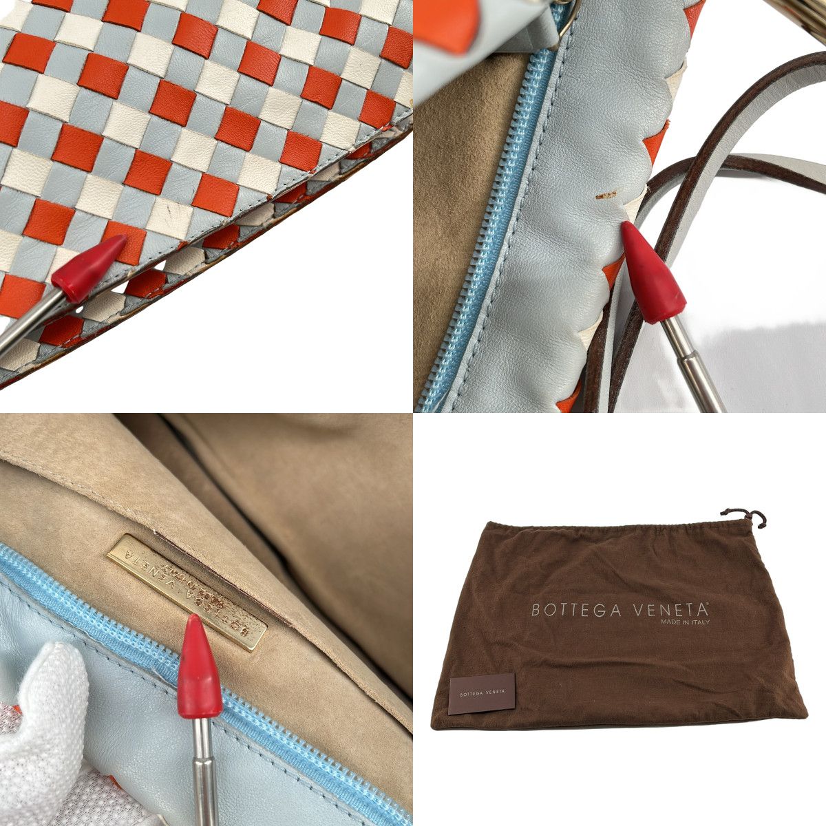 Bottega Veneta Intrecciato Shoulder Bag Sky Blue Orange — view 9