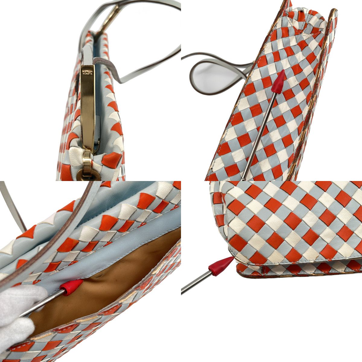Bottega Veneta Intrecciato Shoulder Bag Sky Blue Orange — view 8