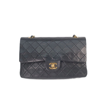 Chanel Black Lambskin Gold Quilted 25 Shoulder Bag