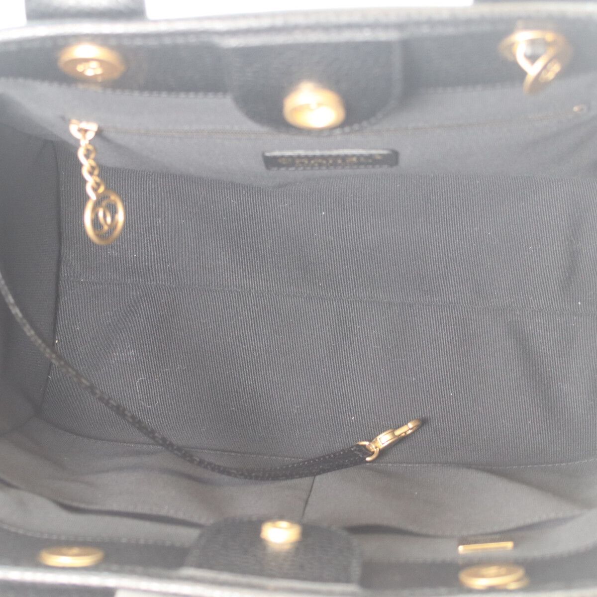 Chanel Black Caviar Leather Deauville Small Shopping Tote — view 6