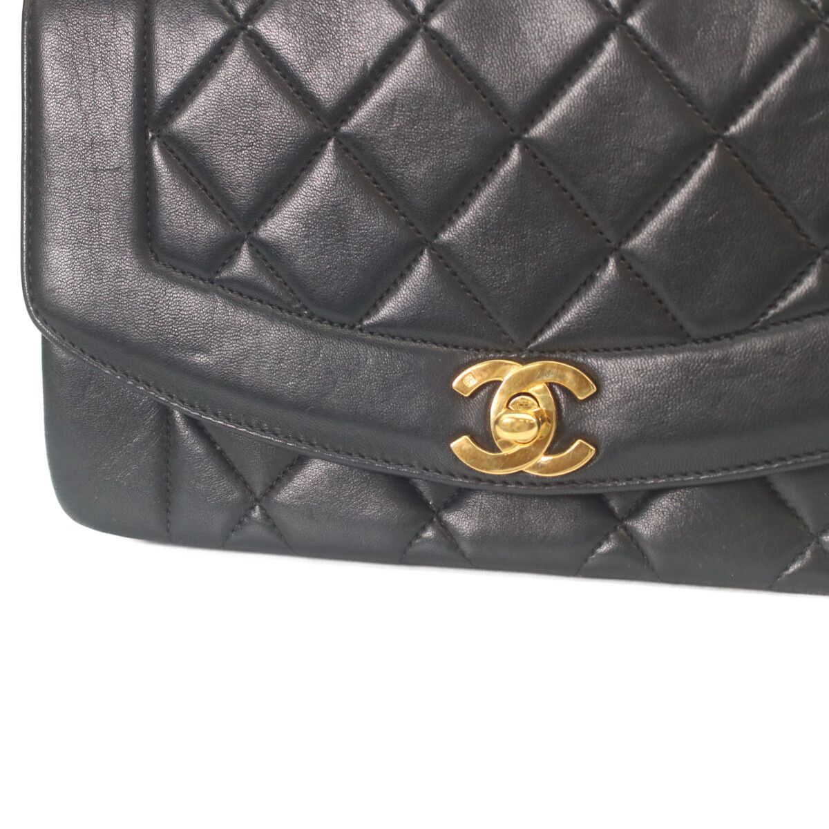Chanel Black Quilted Lambskin Gold Diana 22 Shoulder Bag — view 7