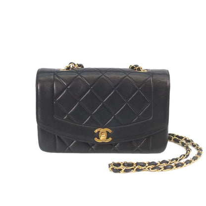 Chanel Black Quilted Lambskin Gold Diana 22 Shoulder Bag
