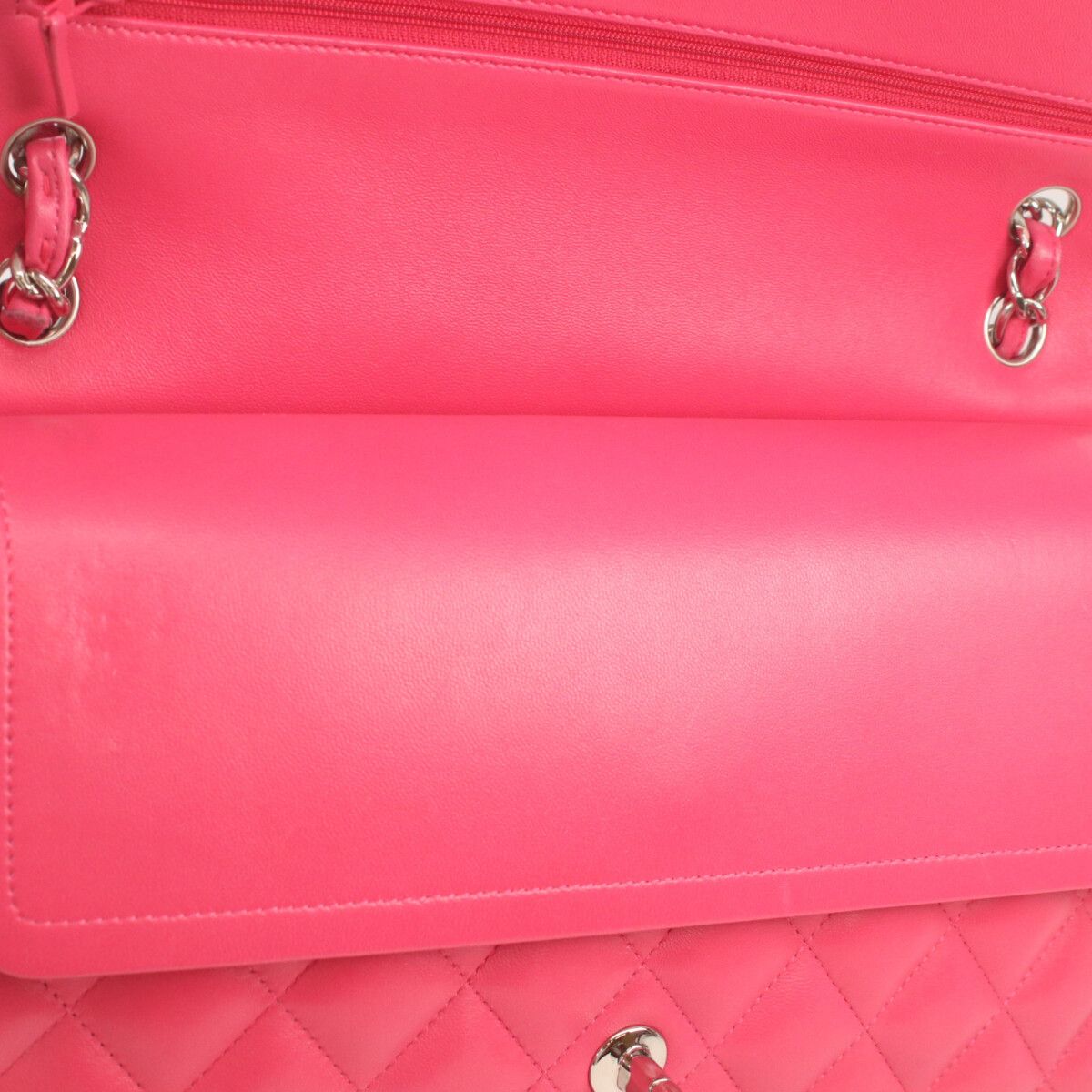 Chanel Pink Lamb Silver Double Flap Big Quilted 30 — view 9