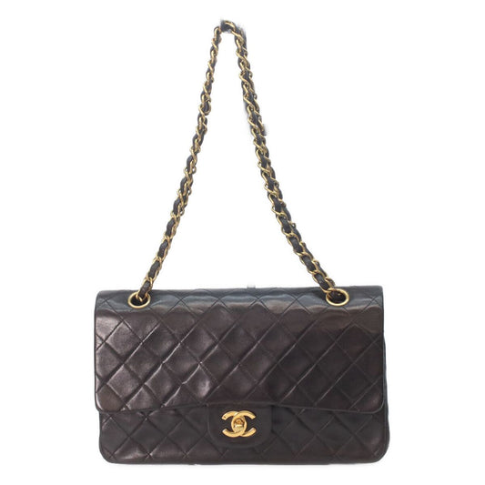 Chanel Black Lambskin Gold Quilted 25 Shoulder Bag