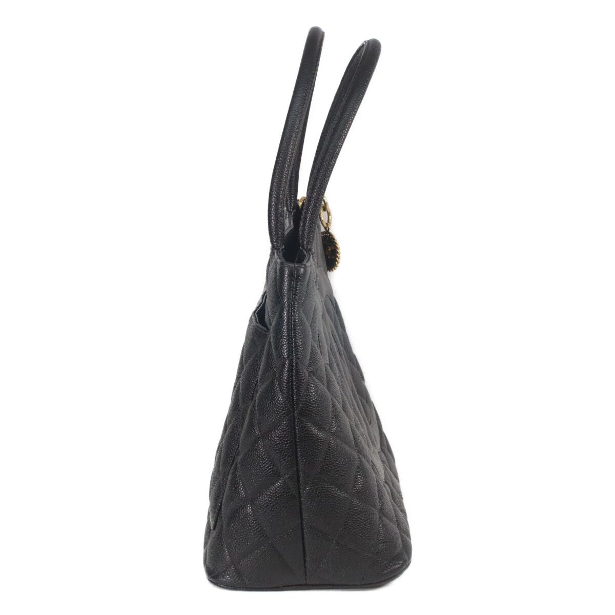 Chanel Black Caviar Gold Medallion Tote — view 4