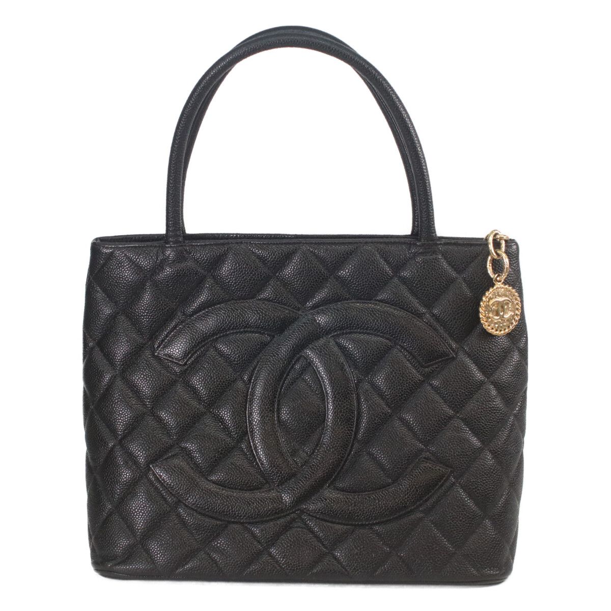 Chanel Black Caviar Gold Medallion Tote