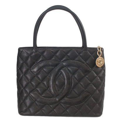 Chanel Black Caviar Gold Medallion Tote