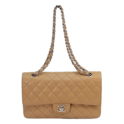 Chanel Beige Caviar Silver Quilted 25 Shoulder Bag